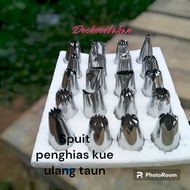 spuit filing /alat penghias kue ulang tahun/hias toping bentuk bunga ber macam2 bentuk 1pack isi 20