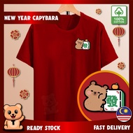 CHINESE NEW YEAR CNY 2026 CAPYBARA TShirt  Cotton Unisex Men Short Sleeve Baju Kids  100cm_150cm