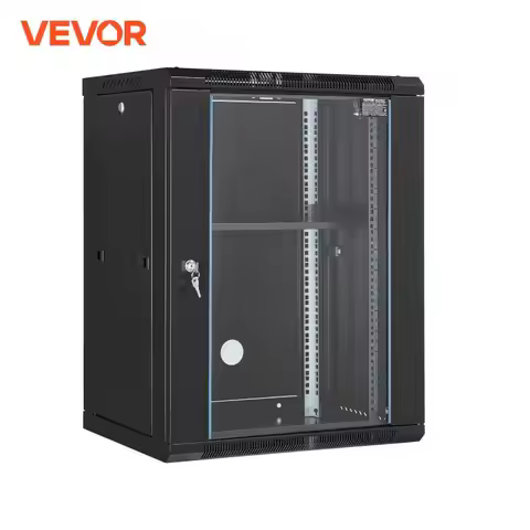 VEVOR 15U Wall Mount Server Cabinet 500lbs Max. Ground-mounted Load Capacity Network Rack Enclosure 