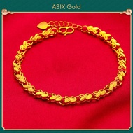 Emas 916 gelang wanita Double Love Heart Bracelet for Ladies 24K Gold Plated Korean Gold 916 Bangkok Gold 18K Saudi Gold Elegant Glamour Fashion Jewelry Gifts for Women ASIXGOLD