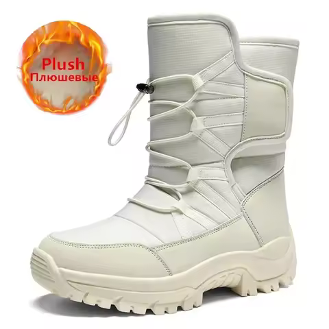 New Winter Women Boots Warm Plush Mid-Calf Women's Snow Boots Lace-up Outdoor Waterproof Hiking Boot