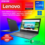 #1612 USED LENOVO IDEAPAD IP320C SLIM Intel Core i5-7200U 8G 256GB SSD AMD RADEON 530 2G 3D Graphic 