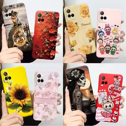 For Vivo Y33s Case V2109 Silicone Phone Cover Colorful Flower Fundas Cases For Vivo Y21 2021 Y21A Y2