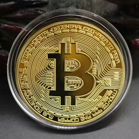 Bitcoin Coin BTC Metal Antique Imitation Gold Plate Collectible Art Collection Gift Physical Commemo