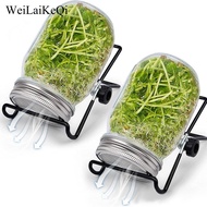 WeiLaiKeQi Foldable Sprouting Jar Stand Set Stainless Steel Adjustable Lids and Strainer Screens for