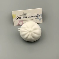 White Steamed Stuffed Bun Shape Airpods 4/4(ANC) Case Airpods Pro2 Shockproof Earphone Cover Compati