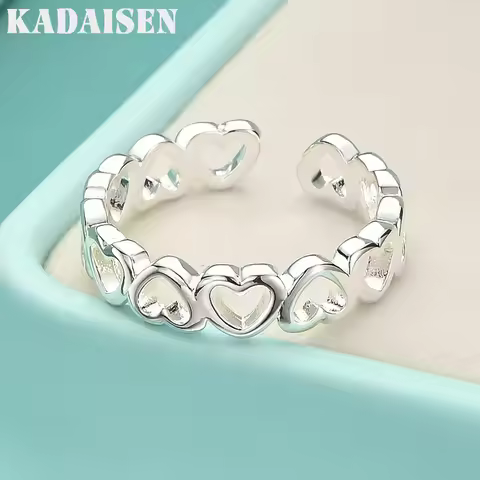 925 Sterling Silver Heart ​Adjustable Rings For Women Engagement Wedding Luxury Jewelry Accessories 
