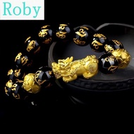 Saudi Gold 18k Pawnable Legit Pure Gold Bracelet for Men Personality Unique Design Pixiu Transfer Bead Bracelet Fengshui Lucky Charm Jewelry Gold Pawnable Sale