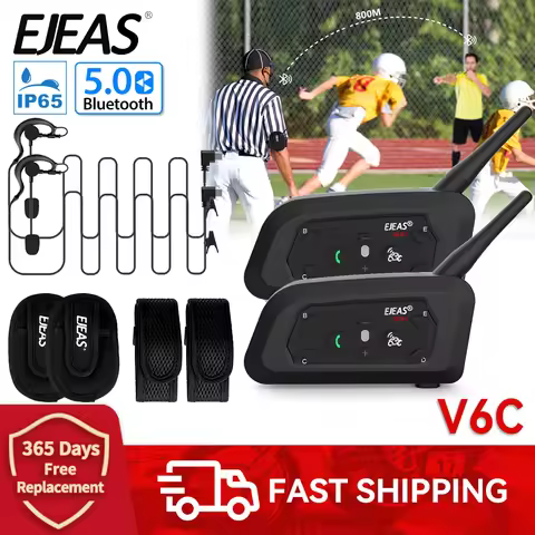 EJEAS V6C PRO Original Referee Intercom Headset Full Duplex Bluetooth Headphone Waterproof Football 