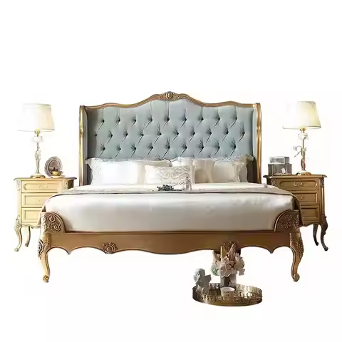 Retro old carved princess big bed European high PC and console game lying marriage bed 1.5 meters