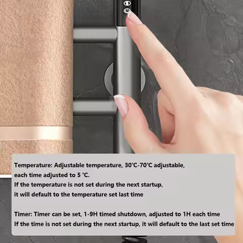 Smart Heated Electric Towel Rack 50x86x23.5 Cm 304 Stainless Steel 30-70°C Temperature Control 1-9H