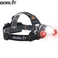BORUiT RJ-3000 Red Light LED Headlamp Type-C Rechargeable Super Bright Headlight Waterproof Head Tor