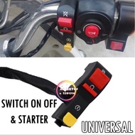 UNIVERSAL MOTORCYCLE HANDLE BAR SWITCH ON OFF & STARTER BUTTON LED LIGHT SPOTLIGHT SPORTLIGHT SPOT S