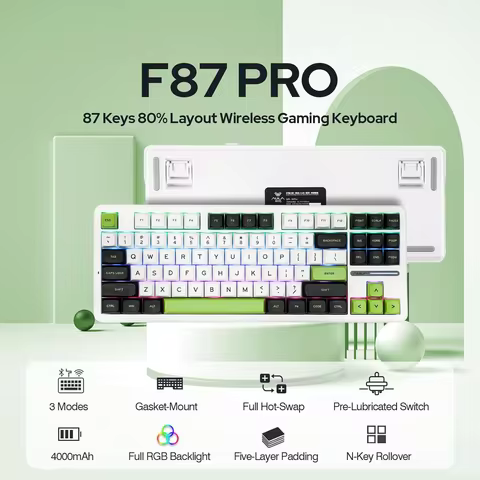 AULA F87 Mechanical Keyboard 3 Mode 2.4G/USB/Bluetooth Tri Mode Wireless Gaming Keyboard 87 Key Hots