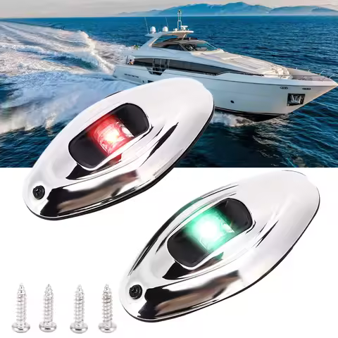 New 2Pcs Boat Navigation Light LED Green Red IP66 Waterproof 1 Nautical Mile Visibility Sailing Sign