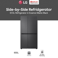 LG 655L Inverter Side by Side Fridge GC-B257KQJW | Essence Matte Black Peti Sejuk 冰箱