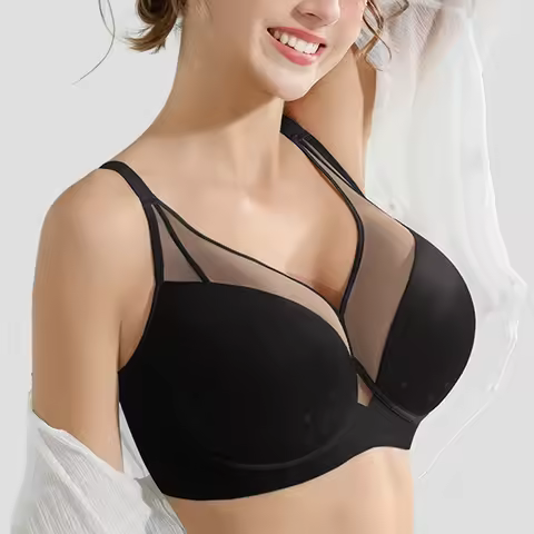Womens Lace Sheer Push Up Bra Full Coverage Lightly Lined Underwire Female Comfort Minimizer Lingeri