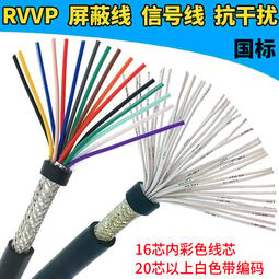 【小野】純銅RVVP屏蔽線電線12芯14芯16芯20芯信號線抗幹擾屏蔽控制電纜線