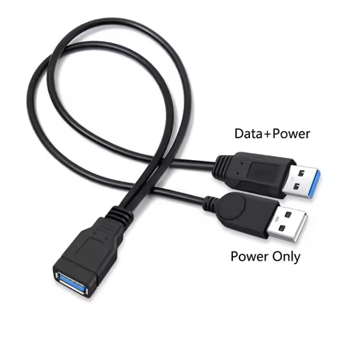 30cm USB 3.0 to USB 3.0 2.0 Female to Dual Male Extra Power Data Y One Point Two Extension Cable Com