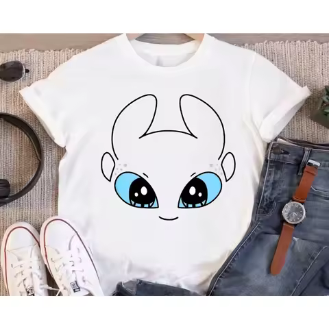 Disney How To Train Your Dragon Toothless Printed T-shirt Women's Fashion Short Sleeve Clothes Famil