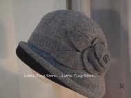 Little Ting Store:MIT台灣製日本百貨專櫃厚羊毛帽wool山茶花造型漁夫帽保暖遮陽羊毛帽卷邊禮帽