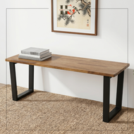 HausGlobal BCR531 Solid Wood Top Coated Metal Leg Bench / 4ft Wooden Bench / Long Bench
