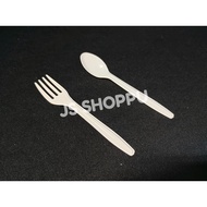 5" Tea spoon / Fork (50pcs+-) / Disposable Plastic Cutlery / Small Fork / Teaspoon / Teafork Disposa