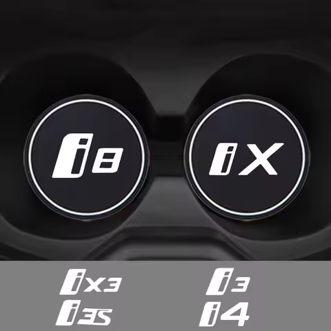 2Pcs Car Silicone Coaster Anti-Slip Water Cup Drink Mat Interior Decoration For BMW i3 i3s i4 i8 ix 