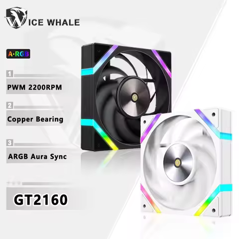 ICE Whale GT2160 Case Fan 120mm 3PIN ARGB Light Effect 4PIN PWM Copper Bearing 800-2200RPM Cooling F