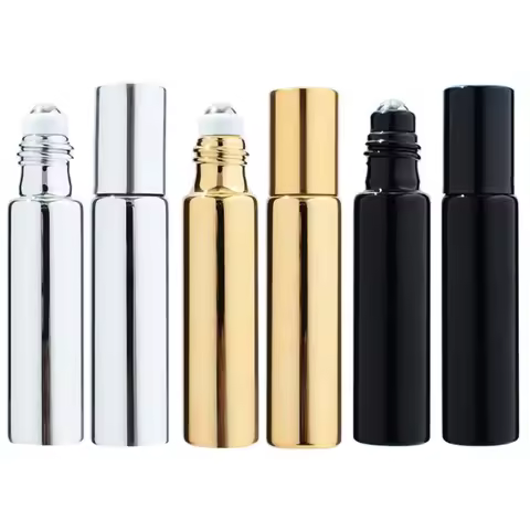 3/6/9PCS 10ML Metal Roller Refillable Bottle Essential Oils Roll-on Glass Perfume Bottles Travel Cos