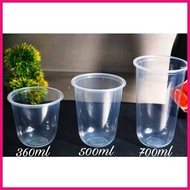 [100pcs] Plastic PP U CUP w/ Lids SET (8oz, 12oz, 16oz, 22oz) 95mm Milktea Disposable Plastic C