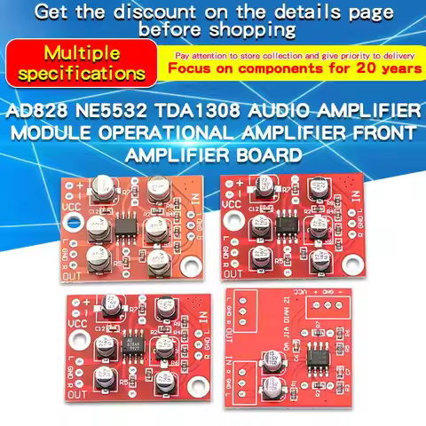 1PCS AD828 NE5532 TDA1308 Audio Amplifier Module Op Amp Pre-Amplifier Board