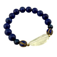 KJ1274 กำไลลูกปัด Lapis Lazuli ลูกปัดเนปาล และหินขี้ยวหนุมาน (Rock Quartz)