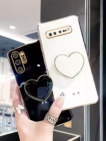 NOTE10 S 10Plus Luxury Love Heart Holder Case For Samsung Galaxy S10 Plus Note 10 Plating Stand Sili