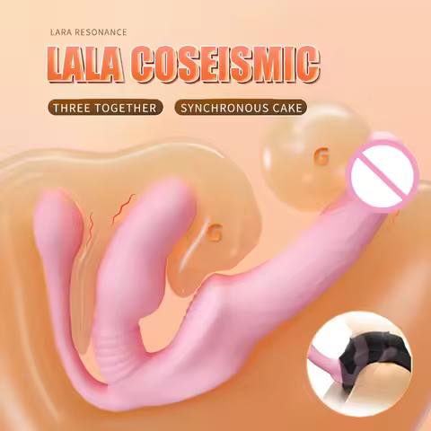 Remote Control Vibrating Dildo Triple Head Vibrator Silicone Dildo with Anal Plug Solid Lesbian Lesb