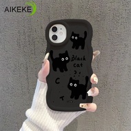 3D Wave Cute Black Cat Casing For Huawei Nova Y90 Y71 Y70 7i 3i 2 P40 Lite 6 SE P Smart Pro Z Plus 2