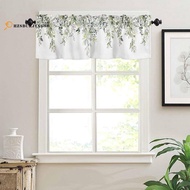 Sage Green Curtain Valance for Windows Watercolor Eucalyptus Leaf Rod Pocket Valance Window Treatments Plant Leaves Durable Easy to Use 137x45cm