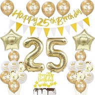 25th Birthday Decoration Man Women, Gold Banner 25th Birthday Garland Decoration 25th Man Balloons 2