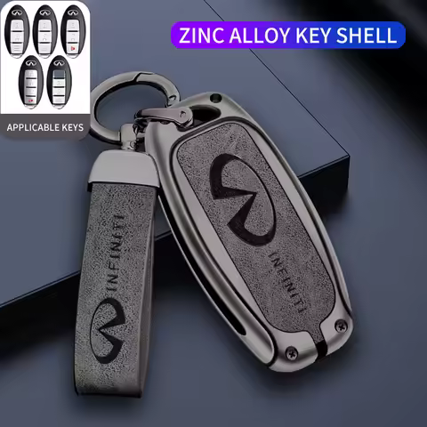 Metal Leather Car Remote Key Case Cover For Infiniti Q30 Q50 Q60 Q70 JX35 FX35 G37 M35 ESQ QX30 QX50