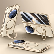 เคสหนังรู้สึกเหมือนผิวเป็นแบบตั้งได้ Huawei HONOR Magic V5ฝาปิดแบบมีแม่เหล็ก5ก. ฝาครอบแบบห่วงสำหรับป