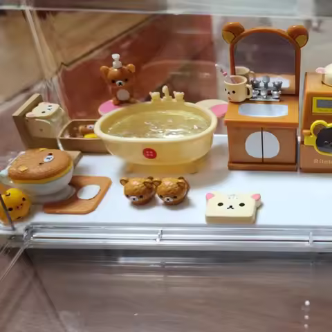 Genuine In Stock Re-Ment Rilakkuma Kuma Comfortable Bathroom Miniature Scene Blind Box Collectible D