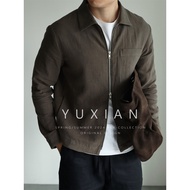 [Aviation Lanye Series] Linen High-End Lapel Jacket Simple Commuter Shirt Style Autumn Winter Jacket
