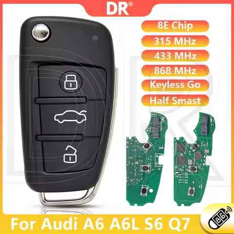 DR3 8E Chip IYZ3314 315 8E0837220E 4F0837220AF 433 868MHz Half Smart Keyless Go Car Remote Key Fob F