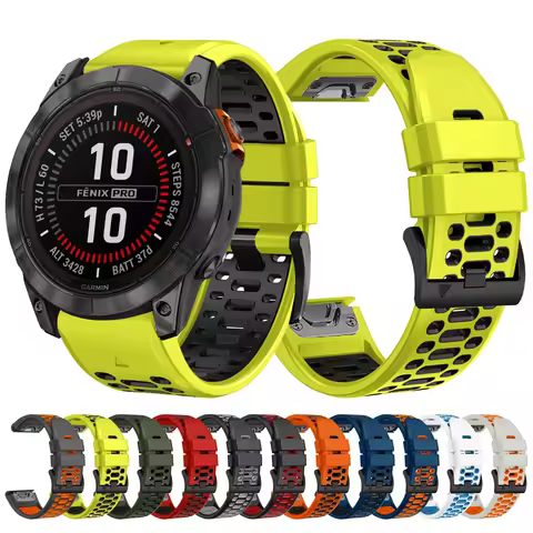 QuickFit 22mm 26mm Sport Breathable Silicone Strap For Garmin Fenix 7X 7 Pro 6X 6 5 5X Plus/Epix 2 4