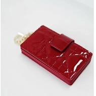 Lady Dior Jasmine 卡片套 櫻桃紅漆面 Cannage 籐格紋小牛皮