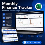 Monthly Finance Tracker Excel Budget Template | Personal Expense Tracker Spreadsheet | Auto Dashboar