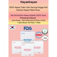 [Hayanhayan] Set Tuala Wanita Kapas Organik (Teras Penyerap 100% Kapas) – Jenis Bersayap – Saiz Sede
