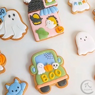 Ins Halloween Castle Cartoon Icing Biscuit Mold Witch Pumpkin Car Ghost Stone Plastic Clay Refrigera