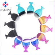 MOLISAN 3Pcs/Set รูปร่างนางเงือก แปรงแต่งหน้าทรงนางเงือก สีสันสดใส หางปลาหางยาว แปรงรองพื้นชนิดน้ำ เ