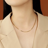 สร้อยคอสร้อยห่วงโซ่ลายกระดกงูสามมิติเกาหลี S925เงินที่ชุบด้วยทองคำแท้1.7มม. การเต้นดิสโก้ความรู้สึกข